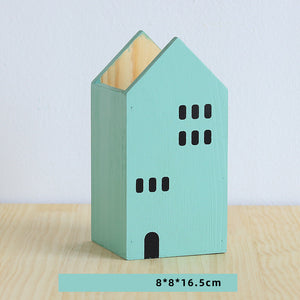 Cute Pen Holder with Wooden Room Type Desktop