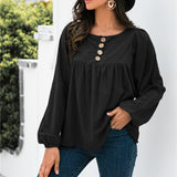 Autumn New Button Loose Top for Women