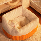 Durable Washable Cat Sofa Bed, Cozy Circular Kennel Calming Pet Basket, Kitten Puppy Crate Nest for Sleeping