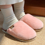 Winter Plush Slippers, Warm Solid House Shoes, Non-slip Bedroom Floor Home Slip-ons for Women and Men