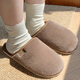 Winter Plush Slippers, Warm Solid House Shoes, Non-slip Bedroom Floor Home Slip-ons for Women and Men