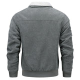 Winter Lapel Fleece Jacket with Pockets, Warm Thicken Cotton Coat Men's Clothing