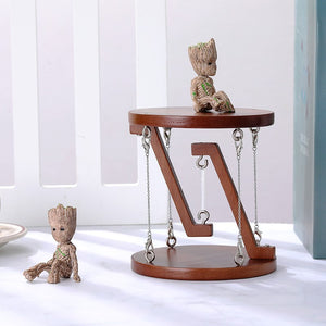 Suspension Shelf Wooden Decoration Tension, Home Decor Stand with Chains