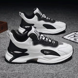 Fashion Black and White Sneakers, Casual Outdoor Lightweight Breathable Sports Shoes for Men