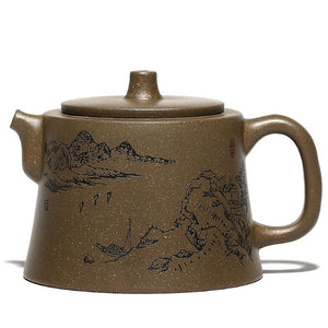 Purple Clay Teapot Engraved with Hand-made Tea-set