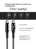 Double-headed Type-C Interface, 5A Fast Charge PD Woven C to C Digital Display Zinc Alloy Data Cable