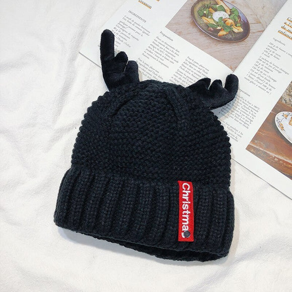 Cute Antler Christmas Warm Knitted Hat