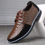 Men's Leather Shoes, Korean Casual First Layer, Animal-hide Round Lace, Youth Shoes, B2