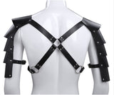 Performance Suit, Muscular Man Leather Body Corset, Strapped Shoulder Armor