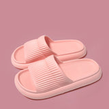 Solid Striped Design Home Slippers, Men Women's Fashion House Shoes, Non-slip Floor Bathroom Slippers for Couple