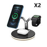 Compatible with Apple, 3 in 1 Magnetic Wireless Charger, 15W Fast Charging Station for Magsafe Chargers