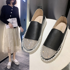 New Round Head, Rhinestone Flat Shoes