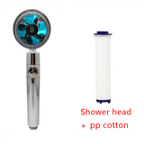 Shower Head Water Saving Flow 360 Degrees Rotating with Small Fan ABS Rain High Pressure Spray Nozzle