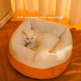 Durable Washable Cat Sofa Bed, Cozy Circular Kennel Calming Pet Basket, Kitten Puppy Crate Nest for Sleeping