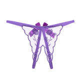 Women's Transparent Low Waist, Embroidered Thong Panties (Pack of 2)