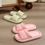 Solid Striped Design Home Slippers, Men Women's Fashion House Shoes, Non-slip Floor Bathroom Slippers for Couple