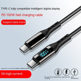 Double-headed Type-C Interface, 5A Fast Charge PD Woven C to C Digital Display Zinc Alloy Data Cable