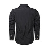 Men's Outwear, Military Thin Long Sleeve Shirt, Quick-dry Solid Casual Tops, Body Fit Guys' Shirts