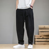 Cotton Linen Pants, Thin Men's Large Size Loose Casual, Straight-leg Solid Color Trousers