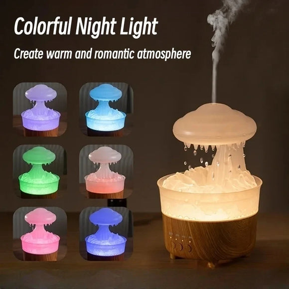 Rain Cloud Night Light Humidifier With Raining Water Drop Sound and 7 Color LED Light Essential Oil Diffuser Aromatherapy