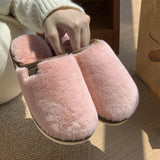 Winter Plush Slippers, Warm Solid House Shoes, Non-slip Bedroom Floor Home Slip-ons for Women and Men