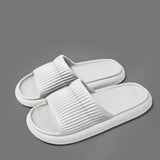 Solid Striped Design Home Slippers, Men Women's Fashion House Shoes, Non-slip Floor Bathroom Slippers for Couple