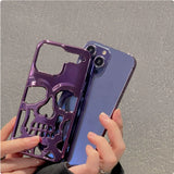 Luxury Plating - 3D Skull Phone Case, Breathable Glossy Hollow Out, Metallic Paint Mobile Cover