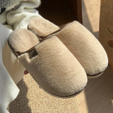 Winter Plush Slippers, Warm Solid House Shoes, Non-slip Bedroom Floor Home Slip-ons for Women and Men