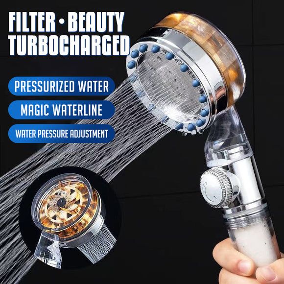 Pressurized Nozzle Turbo Shower Head One-key Stop Water Saving Shower Head Magic Water Line Bathroom Accessory