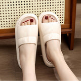 Solid Striped Design Home Slippers, Men Women's Fashion House Shoes, Non-slip Floor Bathroom Slippers for Couple