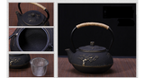 Japanese Cast Iron Teapot, Peony Tea-set