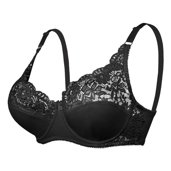 Large Size Adjustable Lace Bra, Top Push-up Thin Cotton Cup, Underwire Women's Underwear