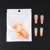 Bagged Long Ballet Nail Dazzling Aurora, Two-tone Gradient Wear, Nail Polish Fake Nail Tips