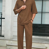 Commuter Suits, Summer Short-sleeved Top and Loose Straight Trousers, Casual Outfits Outdoor Men's Clothing