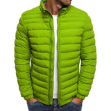 Men's Zippered Solid Color Long Sleeves Pockets Jacket, Coldproof Autumn Thicken Cotton Padded Overcoat