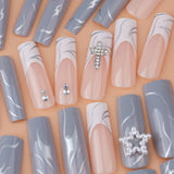 French Manicure Wear, French Cross, Fake Nails