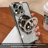 Applicable to iPhone 15 and iPhone 16, Glitter Folding Bracket Protective Cover, Drop-resistant Case