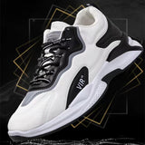 Fashion Black and White Sneakers, Casual Outdoor Lightweight Breathable Sports Shoes for Men