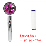 Shower Head Water Saving Flow 360 Degrees Rotating with Small Fan ABS Rain High Pressure Spray Nozzle