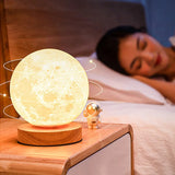 Creative 3D Magnetic Floating Levitating Moon Lamp, Touch Control 3 Color Moon Lunar Night Light for Home Office Room Decor