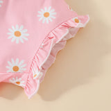 Summer Girls' Letter Printing, Onesie Small Chrysanthemum Printing, Children's Suit