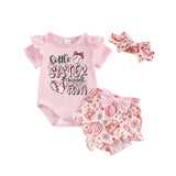 Summer Girls' Letter Printing, Onesie Small Chrysanthemum Printing, Children's Suit