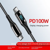 Double-headed Type-C Interface, 5A Fast Charge PD Woven C to C Digital Display Zinc Alloy Data Cable