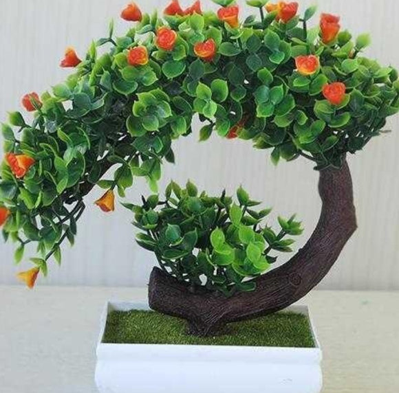 Plastic Bonsai with Fake Flowers