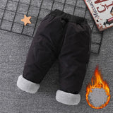 Baby boys girls three layer plus velvet winter thick cotton pants