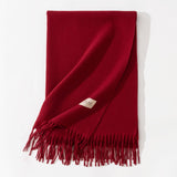 Pure Color Artificial Cashmere Scarf, Women's Winter High-grade Shawl