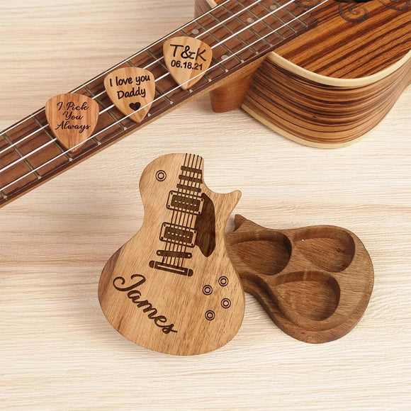 Personalized Guitar Paddles with Wooden Box