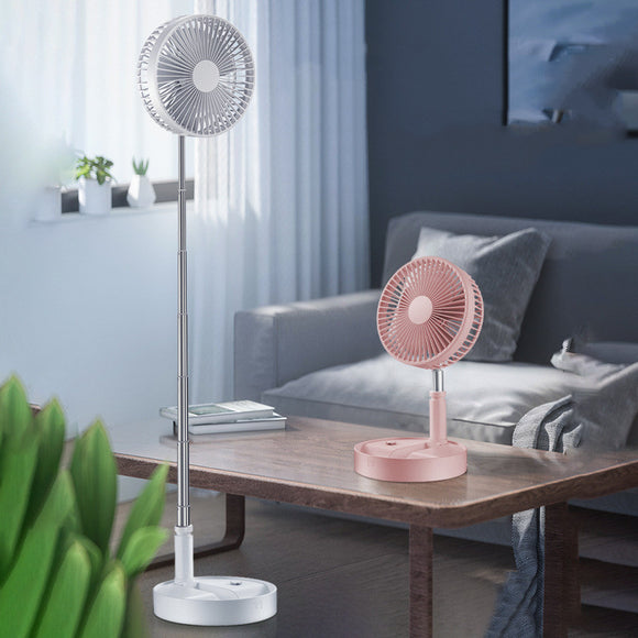 Portable Retractable USB Charging Fan with Ring Light Timing, Touch Control Panel