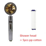 Shower Head Water Saving Flow 360 Degrees Rotating with Small Fan ABS Rain High Pressure Spray Nozzle