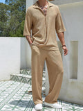 Commuter Suits, Summer Short-sleeved Top and Loose Straight Trousers, Casual Outfits Outdoor Men's Clothing